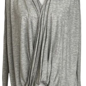 CAbi Taylor Heather Gray V Neck Twist Front Knit Tee Top Blouse